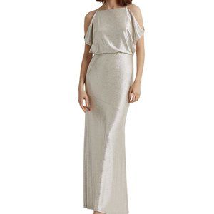 Lauren Ralph Lauren Metallic Cold-Shoulder Gown